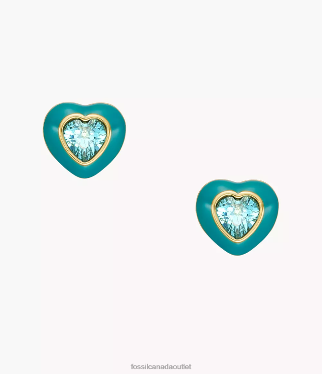 Fossil Jewelry Women Blue Color Pop Heart Stud Earrings D2VPL1086