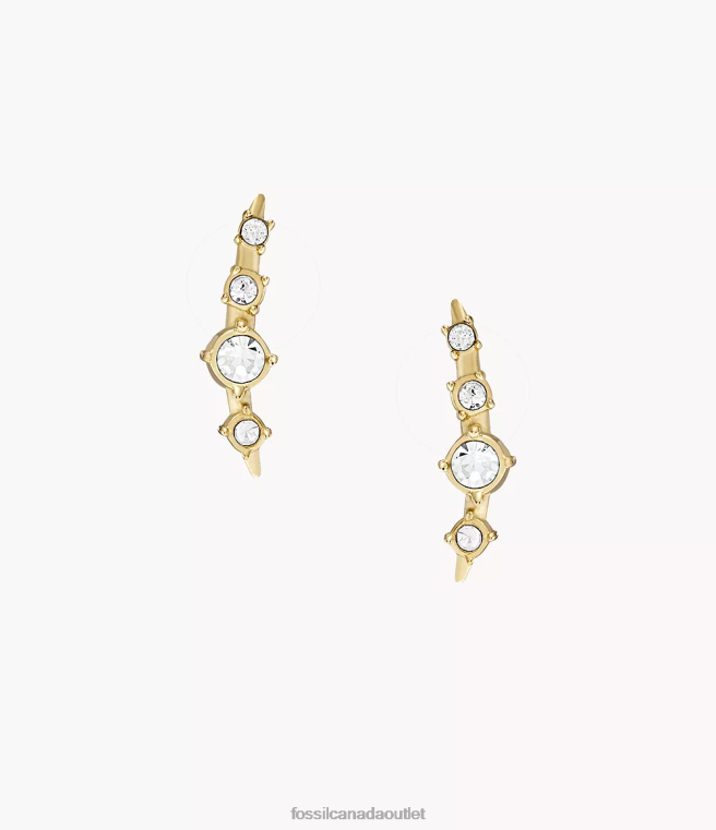 Fossil Jewelry Women Gold-Tone All Stacked Up Stainless Steel Climber Earrings D2VPL1037