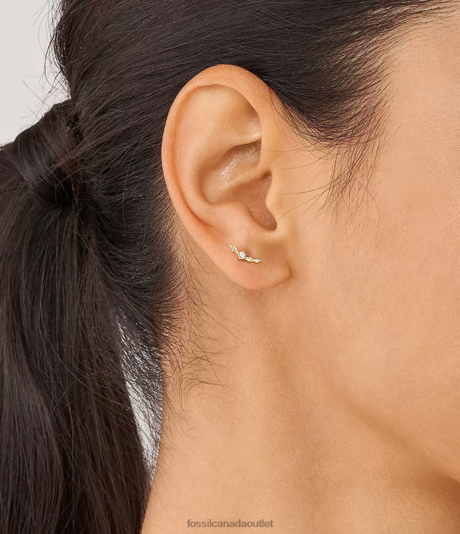 Fossil Jewelry Women Gold-Tone All Stacked Up Stainless Steel Climber Earrings D2VPL1037