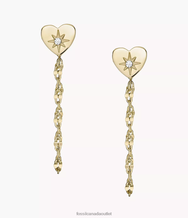 Fossil Jewelry Women Gold-Tone All Stacked Up Stainless Steel Front to Back Earrings D2VPL1068