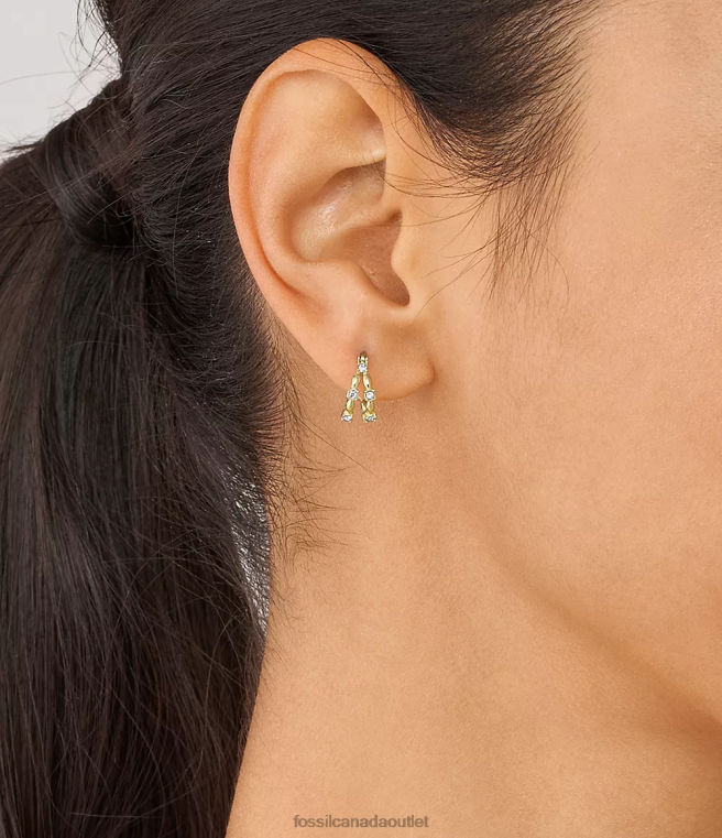 Fossil Jewelry Women Gold-Tone All Stacked Up Stainless Steel Hoop Earrings D2VPL1072