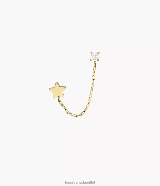Fossil Jewelry Women Gold-Tone All Stacked Up Stainless Steel Single Climber Earring D2VPL1071