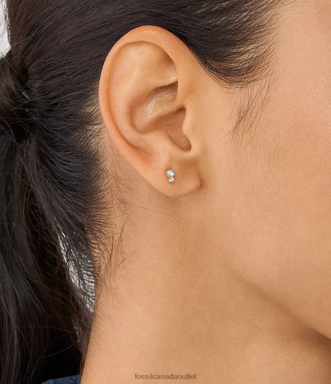 Fossil Jewelry Women Gold-Tone All Stacked Up Stainless Steel Stud Earrings D2VPL1064