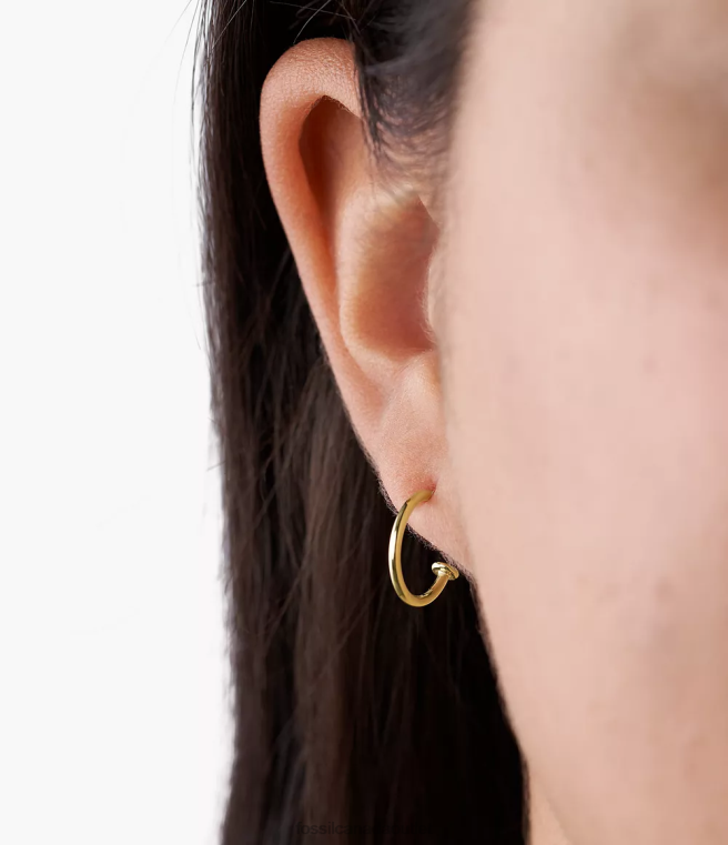 Fossil Jewelry Women Gold-Tone Corra Oh So Charming Stainless Steel Hoop Earrings D2VPL1257