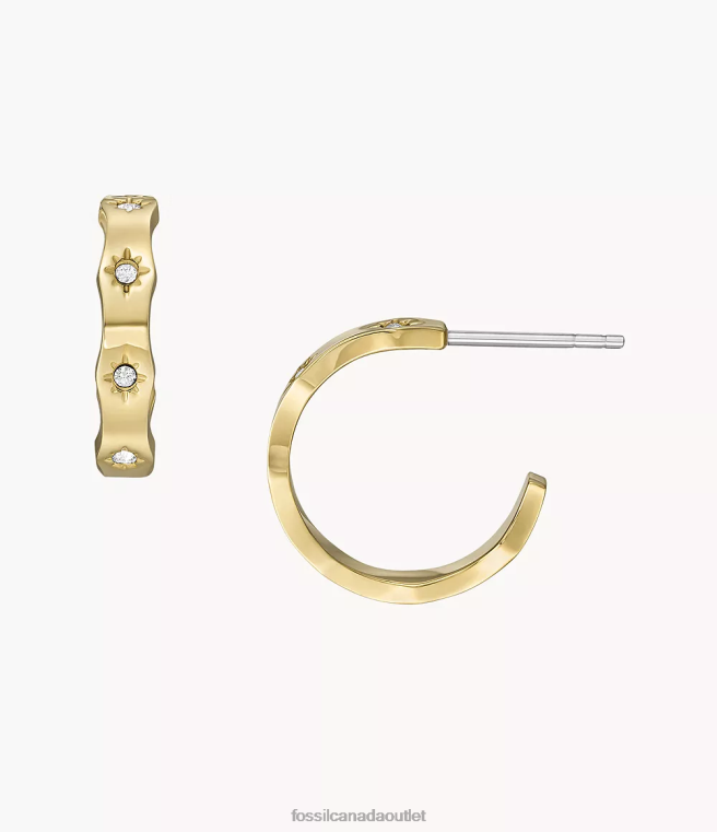 Fossil Jewelry Women Gold-Tone Sadie Scalloped Edge Stainless Steel Hoop Earrings D2VPL1083