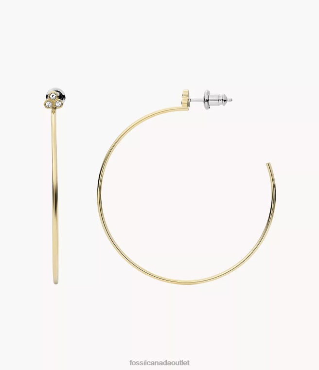 Fossil Jewelry Women Gold-Tone Sadie Trio Glitz Stainless Steel Hoop Earrings D2VPL1058