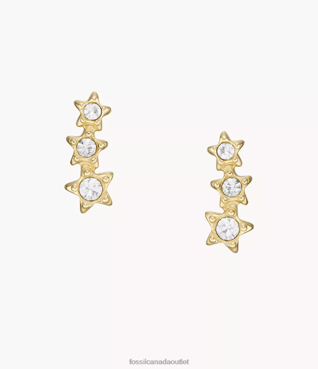 Fossil Jewelry Women Gold-Tone Sadie Under the Stars Stainless Steel Climber Earrings D2VPL1075