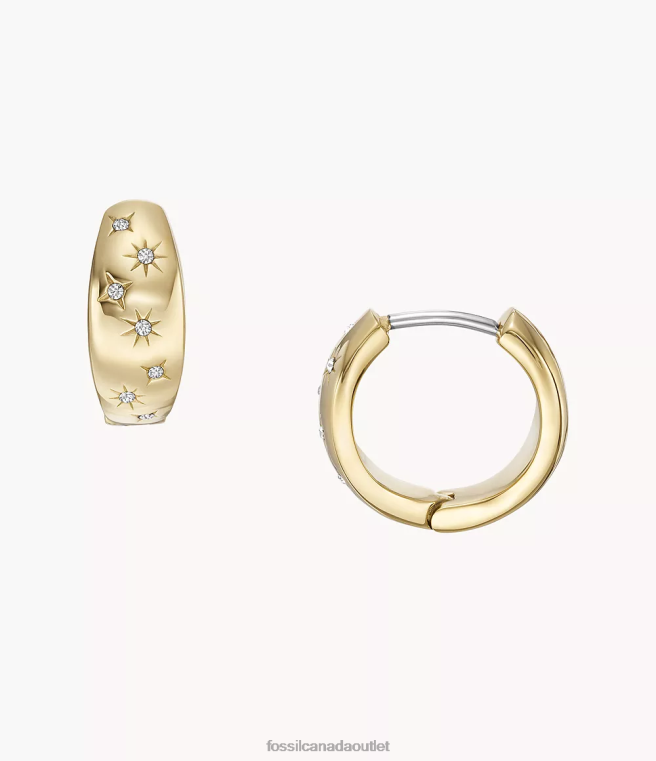 Fossil Jewelry Women Gold-Tone Sadie Under the Stars Stainless Steel Hoop Earrings D2VPL1033