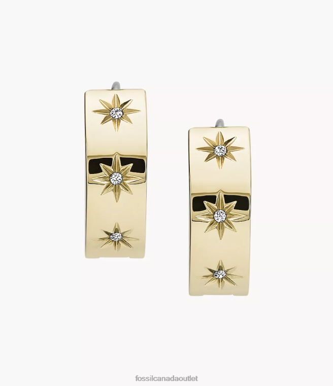 Fossil Jewelry Women Gold-Tone Sutton Shine Bright Stainless Steel Hoop Earring D2VPL1051