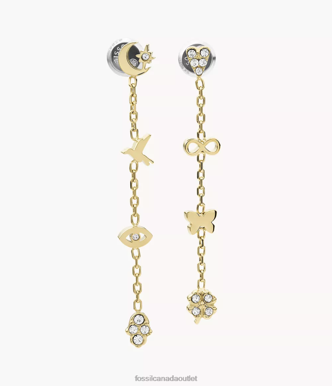Fossil Jewelry Women Golden Sutton Icons Stainless Steel Drop Earrings D2VPL1304