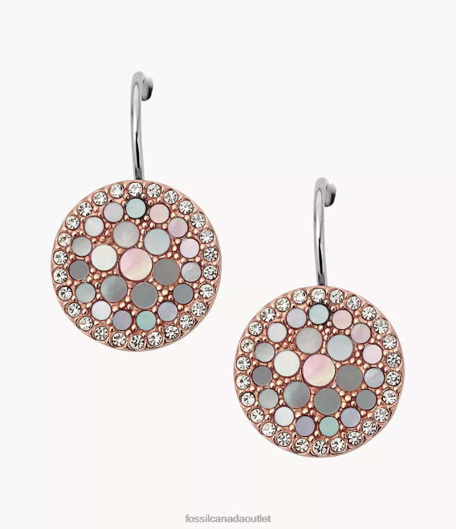 Fossil Jewelry Women Mother-of-Pearl Val Mosaic Disc Drop Earrings D2VPL1046