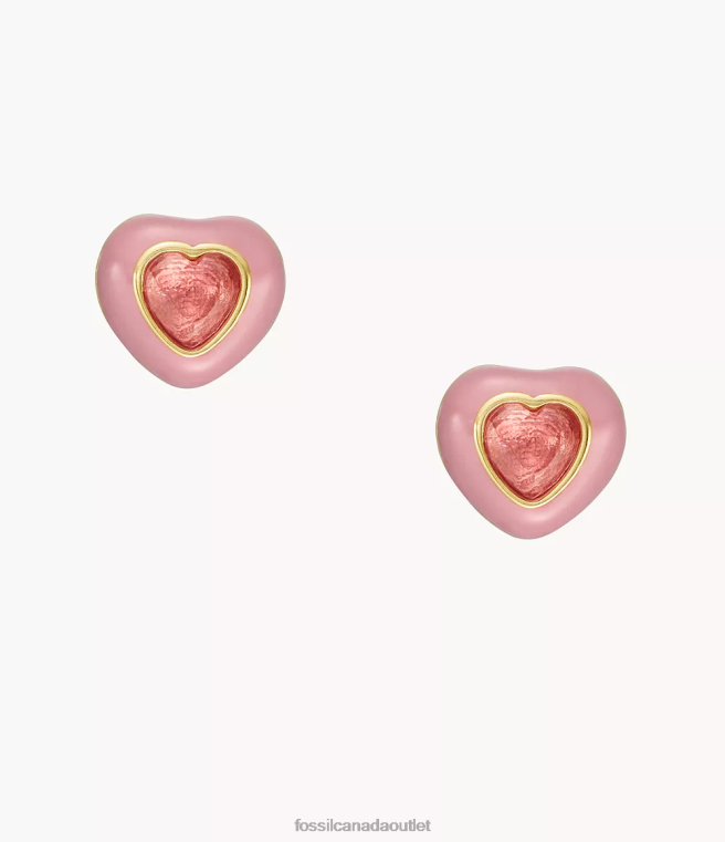 Fossil Jewelry Women Pink Color Pop Heart Stud Earrings D2VPL1088