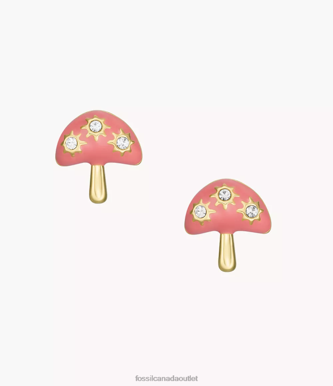 Fossil Jewelry Women Pink Color Pop Mushroom Stud Earrings D2VPL1042