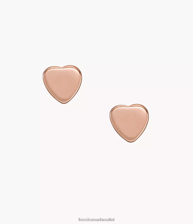 Fossil Jewelry Women Rose Gold-Tone Hearts Stainless Steel Stud Earrings D2VPL1057