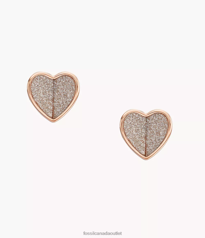 Fossil Jewelry Women Rose Gold-Tone Sadie Flutter Hearts Stainless Steel Stud Earrings D2VPL1062
