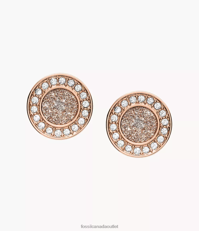 Fossil Jewelry Women Rose Gold-Tone Sutton Halo Stud Earring D2VPL1050