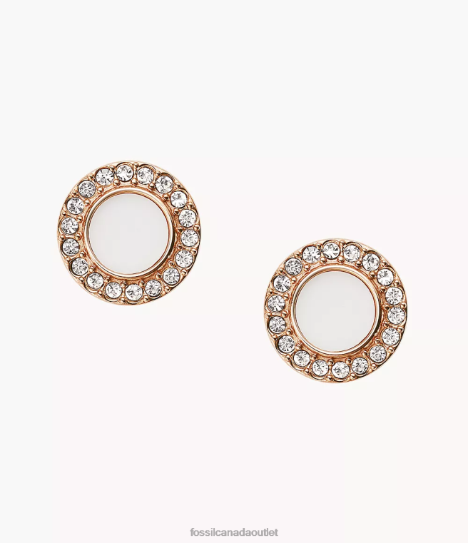Fossil Jewelry Women Rose Gold/White Val Stone Glitz Studs D2VPL1077
