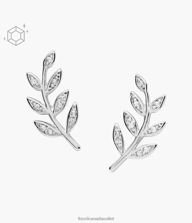 Fossil Jewelry Women Silver Elliott Olive Branch Sterling Studs D2VPL1052