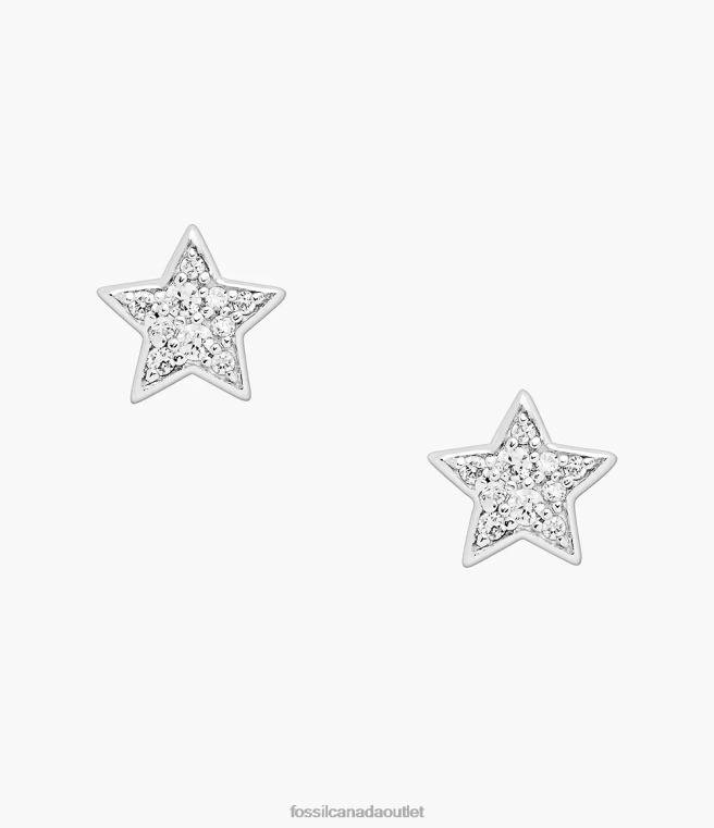 Fossil Jewelry Women Silver Elliott Sterling Glitz Star Studs D2VPL1040