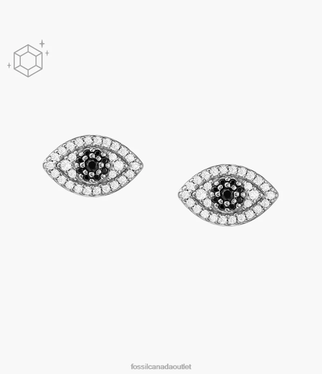 Fossil Jewelry Women Silver Evil Eye Sterling Stud Earrings D2VPL1240