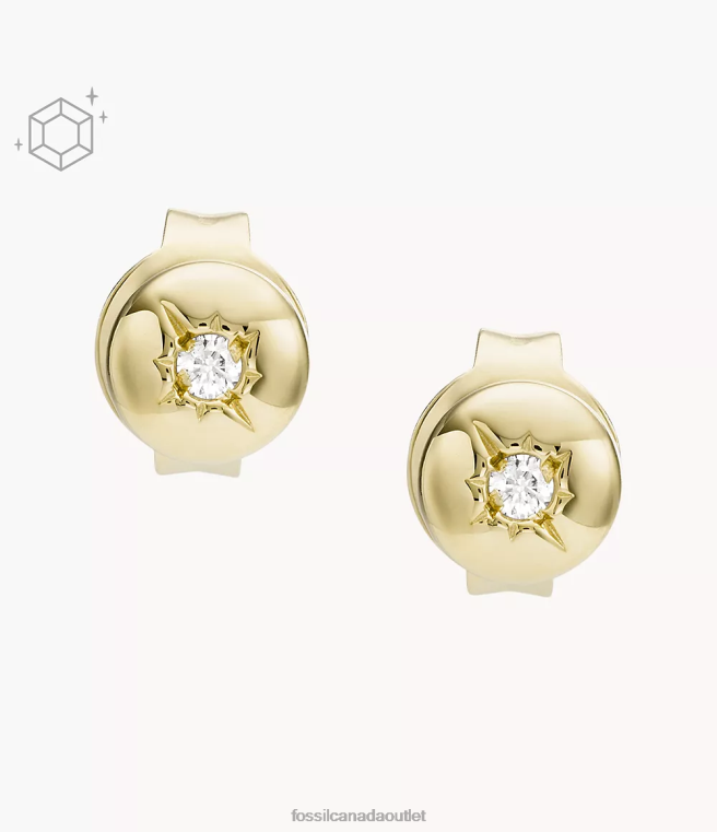 Fossil Jewelry Women Silver Light 18K Plated Sterling Clear Laboratory Grown Diamond Stud Earring D2VPL1253