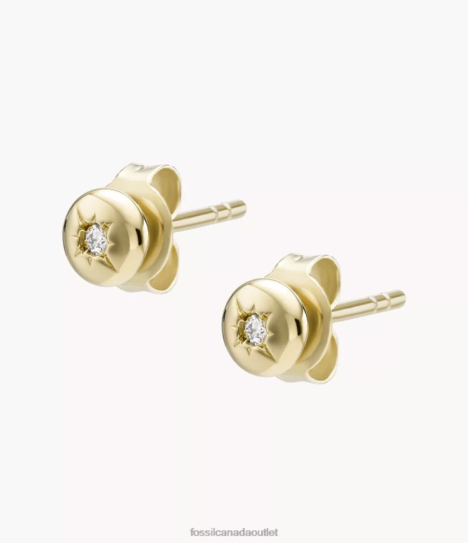Fossil Jewelry Women Silver Light 18K Plated Sterling Clear Laboratory Grown Diamond Stud Earring D2VPL1253