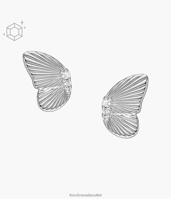 Fossil Jewelry Women Silver Sterling Butterflies Stud Earrings D2VPL1034
