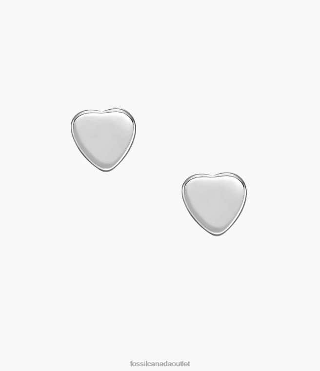 Fossil Jewelry Women Silver-Tone Hearts Stainless Steel Stud Earrings D2VPL1069