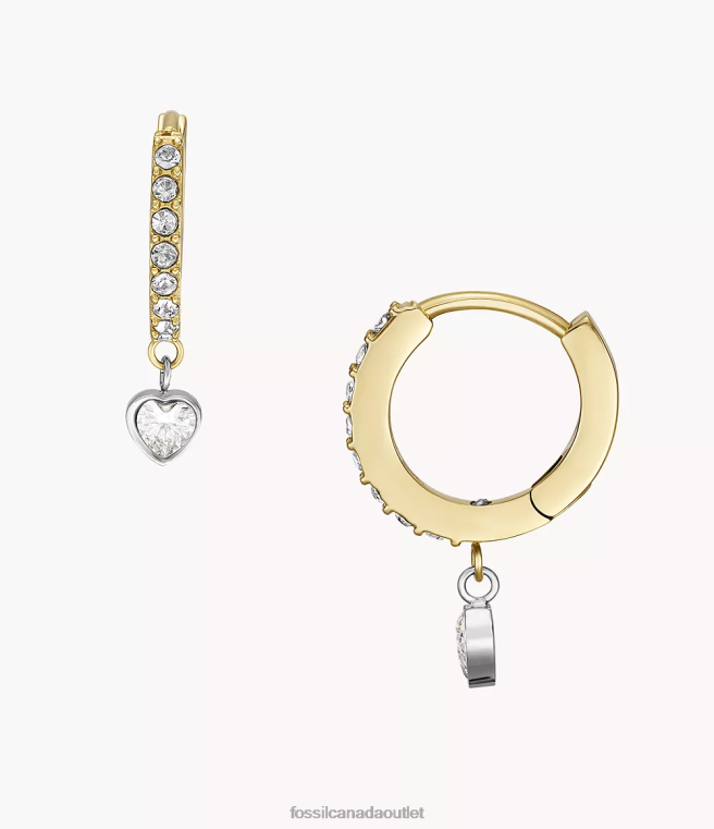 Fossil Jewelry Women Two-Tone Sadie Tokens Of Affection Stainless Steel Hoop Earrings D2VPL1076