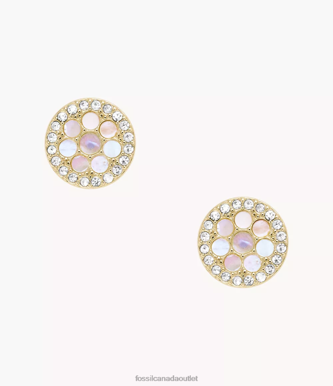 Fossil Jewelry Women White Mother of Pearl Sadie Mosaic Stud Earrings D2VPL1049