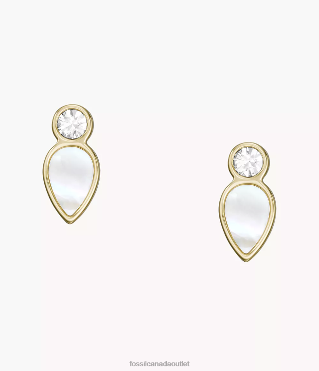 Fossil Jewelry Women White Mother of Pearl Teardrop Stud Earrings D2VPL1084
