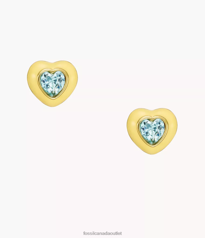 Fossil Jewelry Women Yellow Color Pop Heart Stud Earrings D2VPL1087