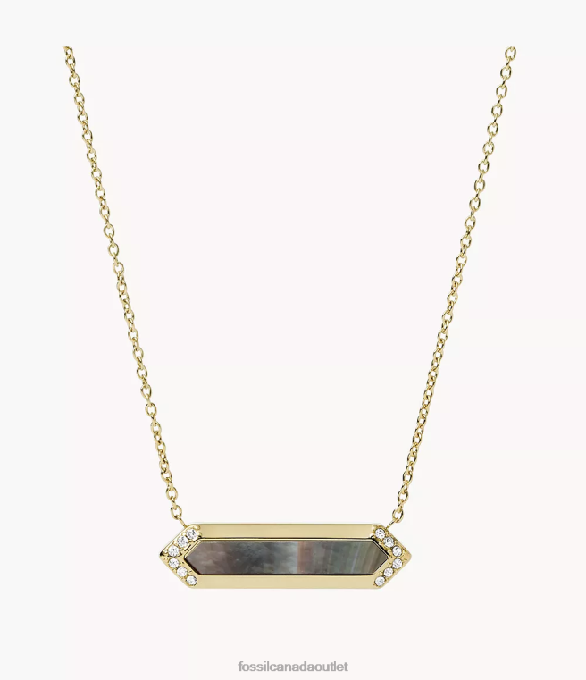 Fossil Jewelry Women Black and Gold Black Mother-of-Pearl Val Pendant Necklace D2VPL1306