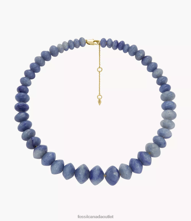 Fossil Jewelry Women Blue All Stacked Up Aventurine Beaded Necklace D2VPL952
