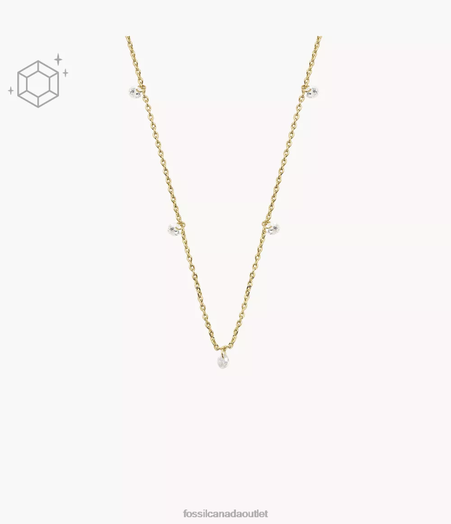 Fossil Jewelry Women Gold Sadie Shine Bright 14K Plated Brass Dangle Necklace D2VPL917