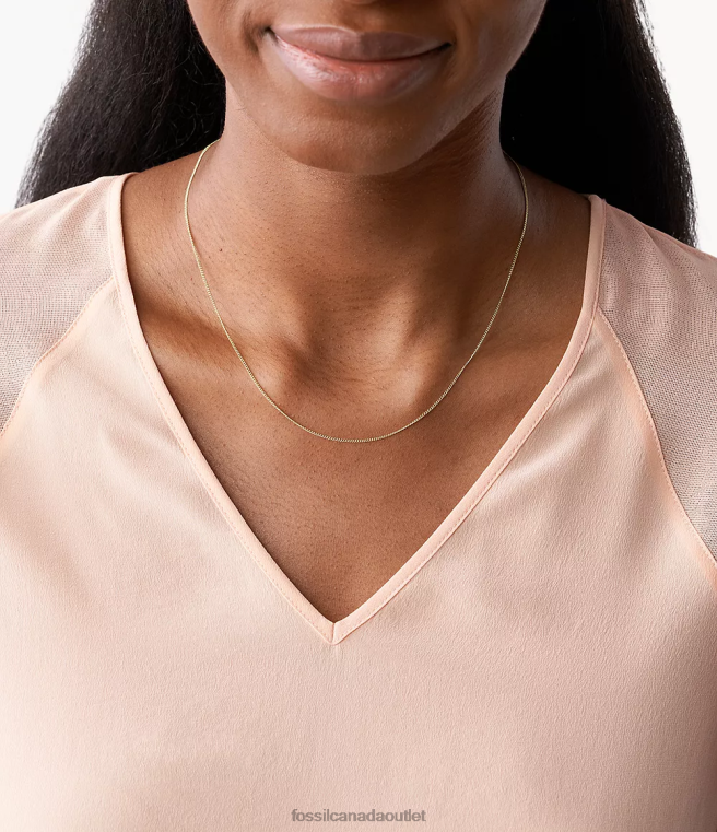 Fossil Jewelry Women Gold-Tone Corra Oh So Charming Short Stainless Steel Chain Necklace D2VPL1122
