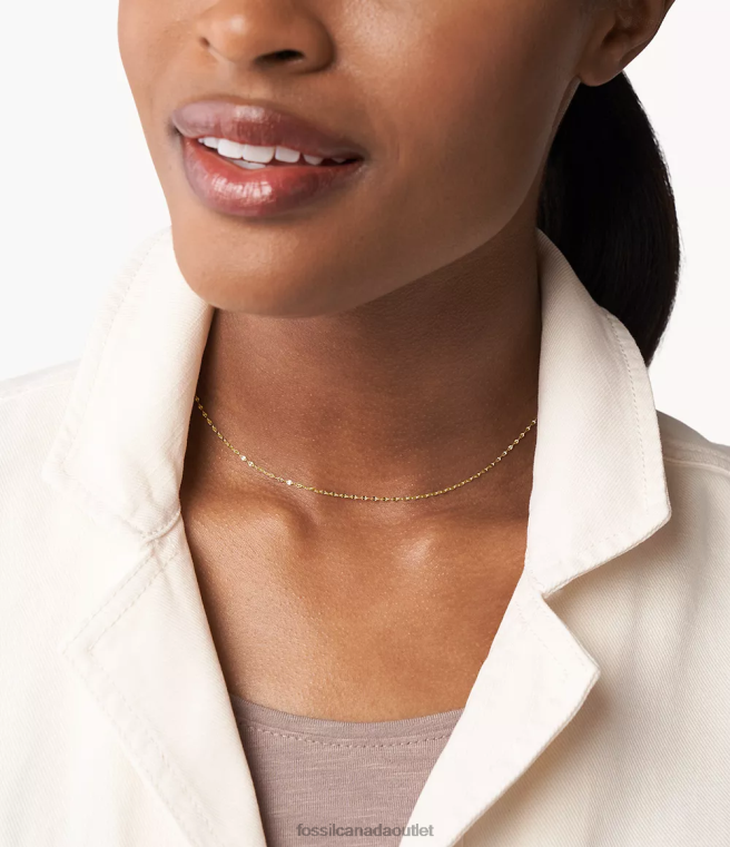 Fossil Jewelry Women Gold-Tone Corra Oh So Charming Stainless Steel Chain Necklace D2VPL933