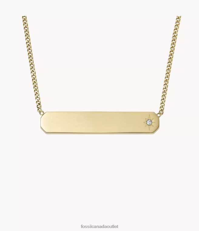 Fossil Jewelry Women Gold-Tone Drew Stainless Steel Bar Chain Necklace D2VPL909