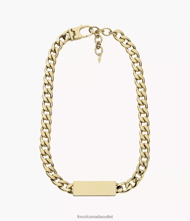 Fossil Jewelry Women Gold-Tone Drew Stainless Steel ID Necklace D2VPL960