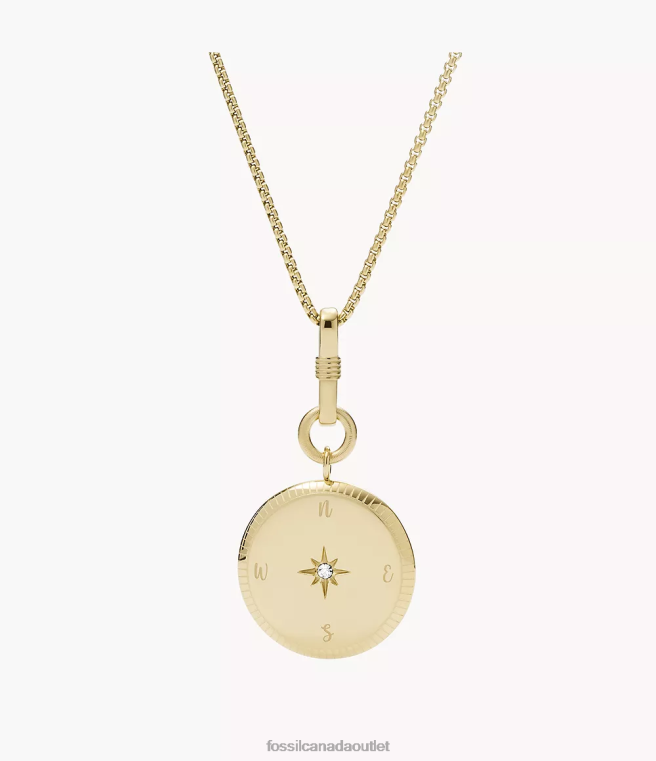 Fossil Jewelry Women Gold-Tone Georgia New Years Intentions Stainless Steel Pendant Necklace D2VPL1139