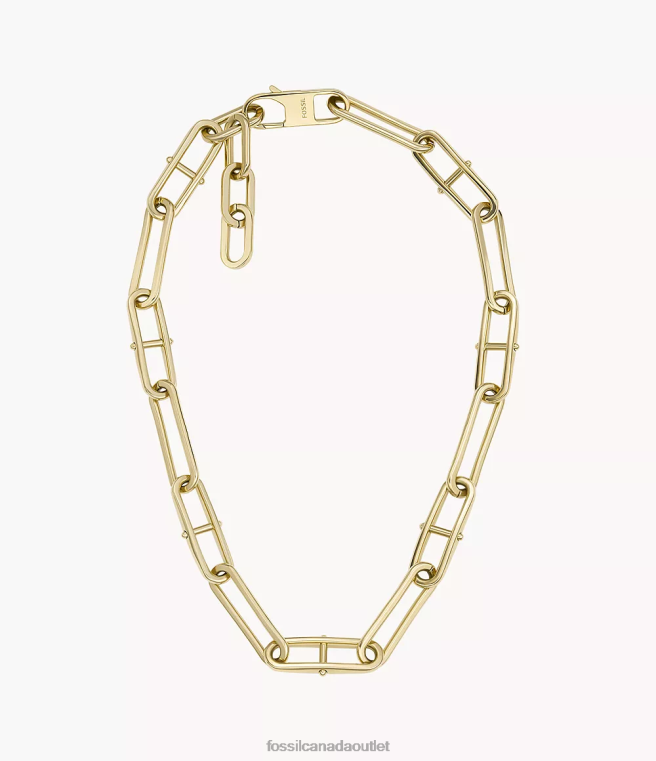 Fossil Jewelry Women Gold-Tone Heritage D-Link Stainless Steel Chain Necklace D2VPL902