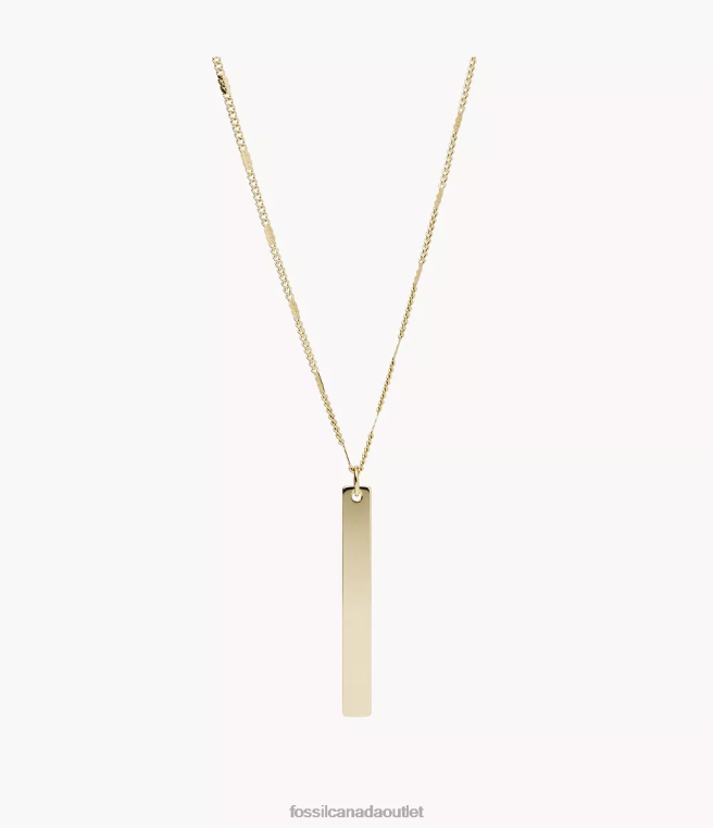 Fossil Jewelry Women Gold-Tone Lane Bar Stainless Steel Necklace D2VPL1309