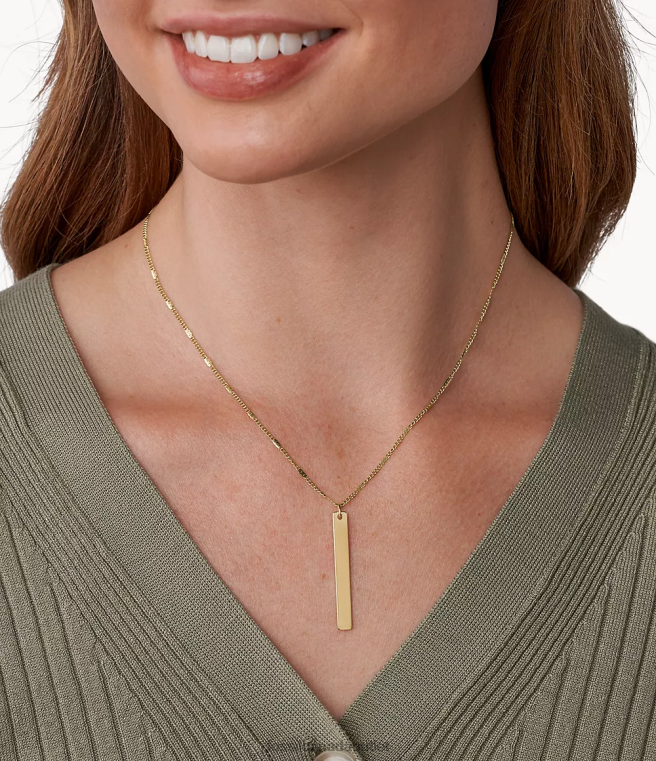 Fossil Jewelry Women Gold-Tone Lane Bar Stainless Steel Necklace D2VPL1309