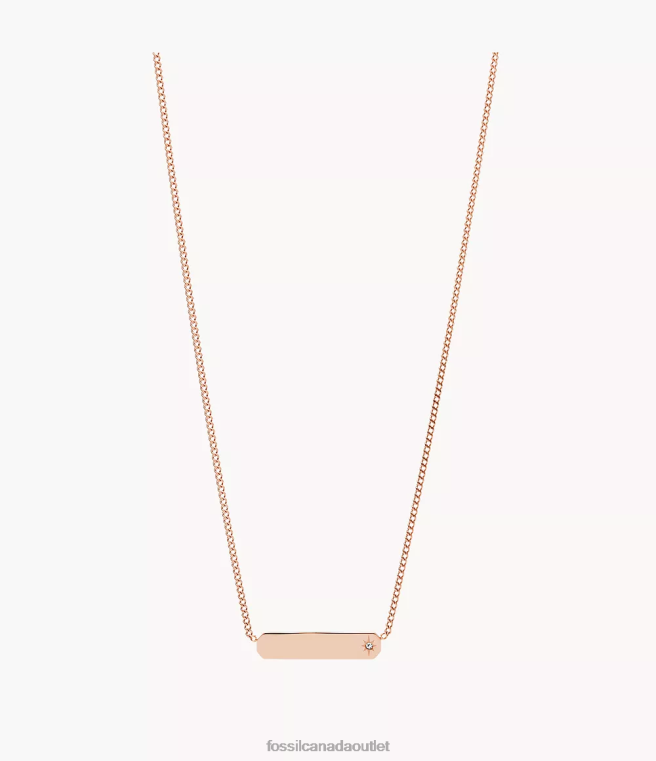 Fossil Jewelry Women Gold-Tone Lane Rose Stainless Steel Bar Chain Necklace D2VPL906