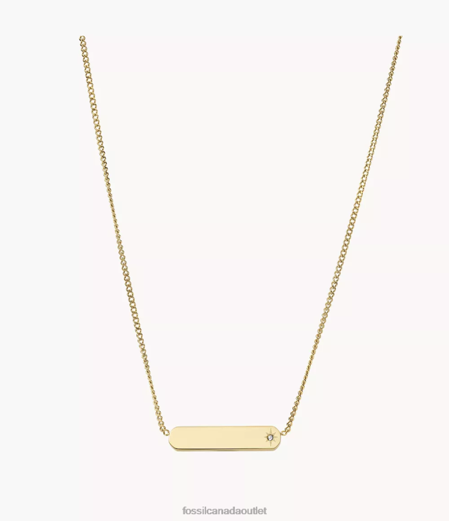 Fossil Jewelry Women Gold-Tone Lane Stainless Steel Bar Chain Necklace D2VPL931