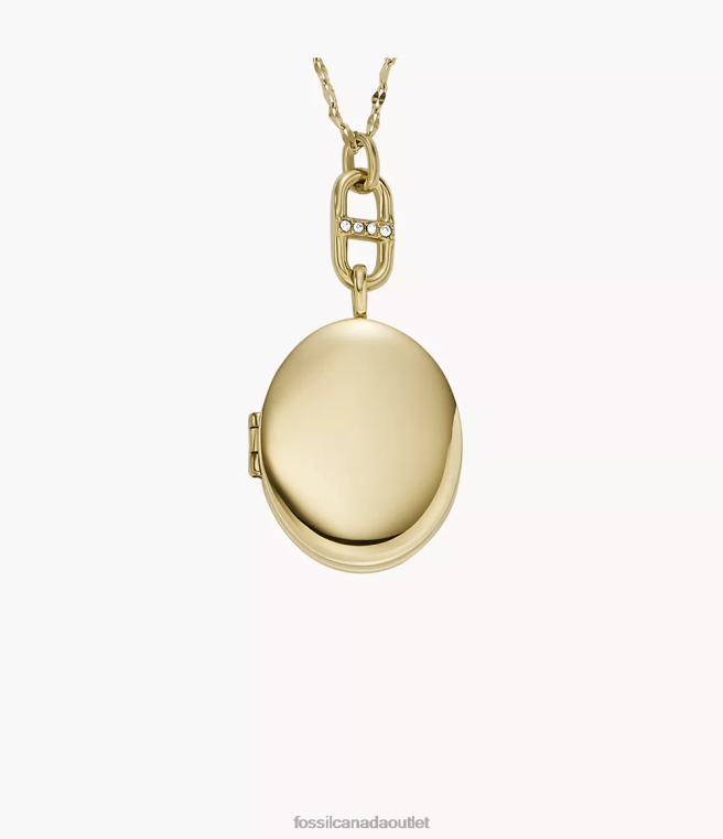 Fossil Jewelry Women Gold-Tone Locket Collection Stainless Steel Chain Necklace D2VPL959