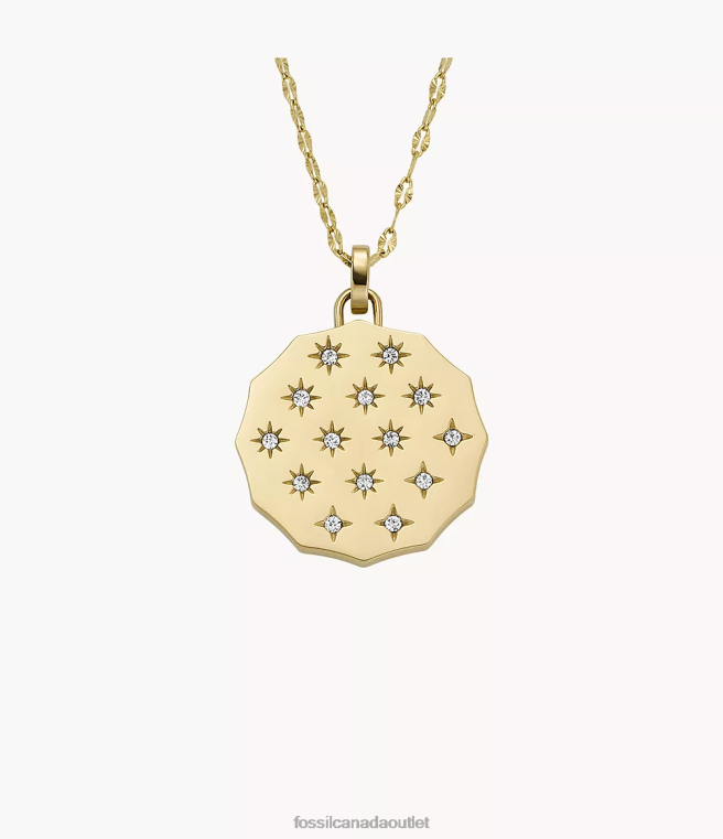 Fossil Jewelry Women Gold-Tone Sadie Scalloped Edge Stainless Steel Pendant Necklace D2VPL913