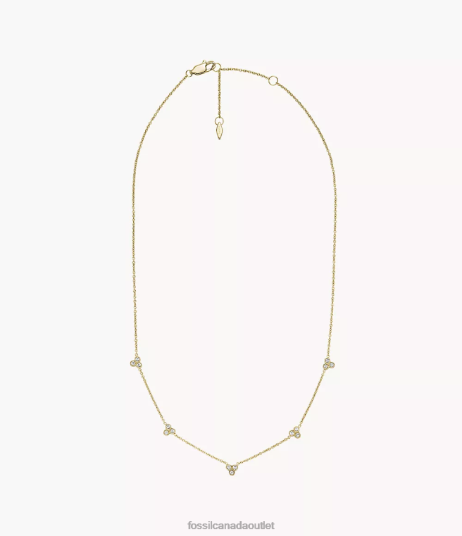 Fossil Jewelry Women Gold-Tone Sadie Trio Glitz Stainless Steel Station Necklace D2VPL920