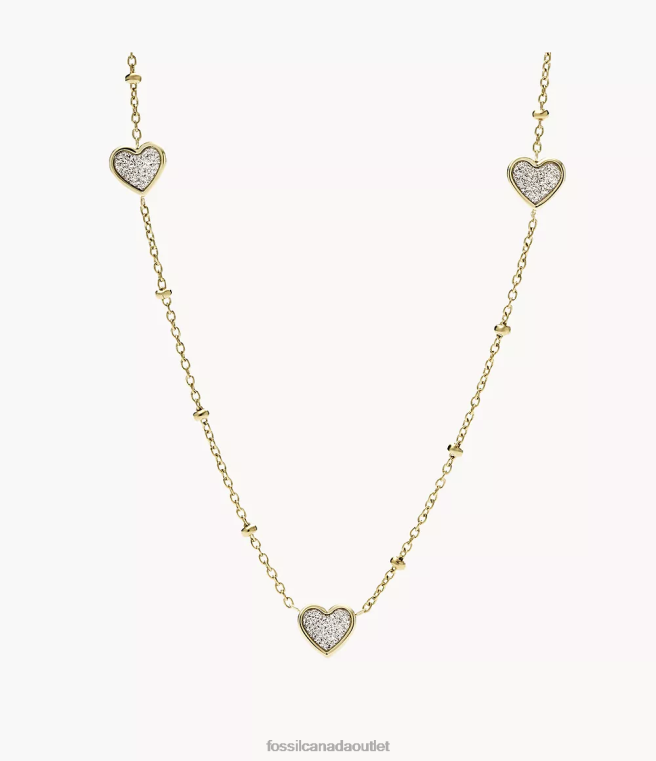 Fossil Jewelry Women Gold-Tone Sutton Classic Valentine Stainless Steel Heart Chain Necklace D2VPL1318