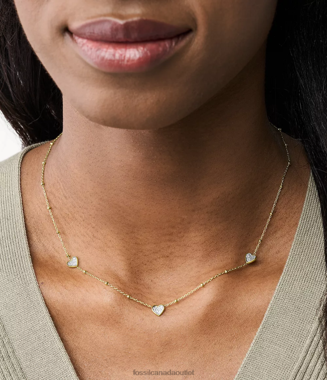 Fossil Jewelry Women Gold-Tone Sutton Classic Valentine Stainless Steel Heart Chain Necklace D2VPL1318